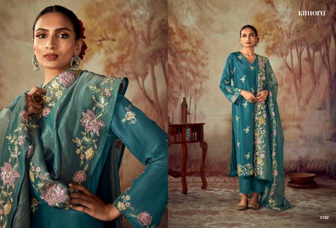 Shahi By Kimora Russian Silk With Embroidery Designer Salwar Suits Wholesale Market In Surat